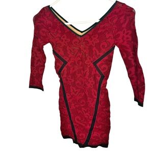NWOT Free People Intimately Red Lace Dress Form fitting XS/S